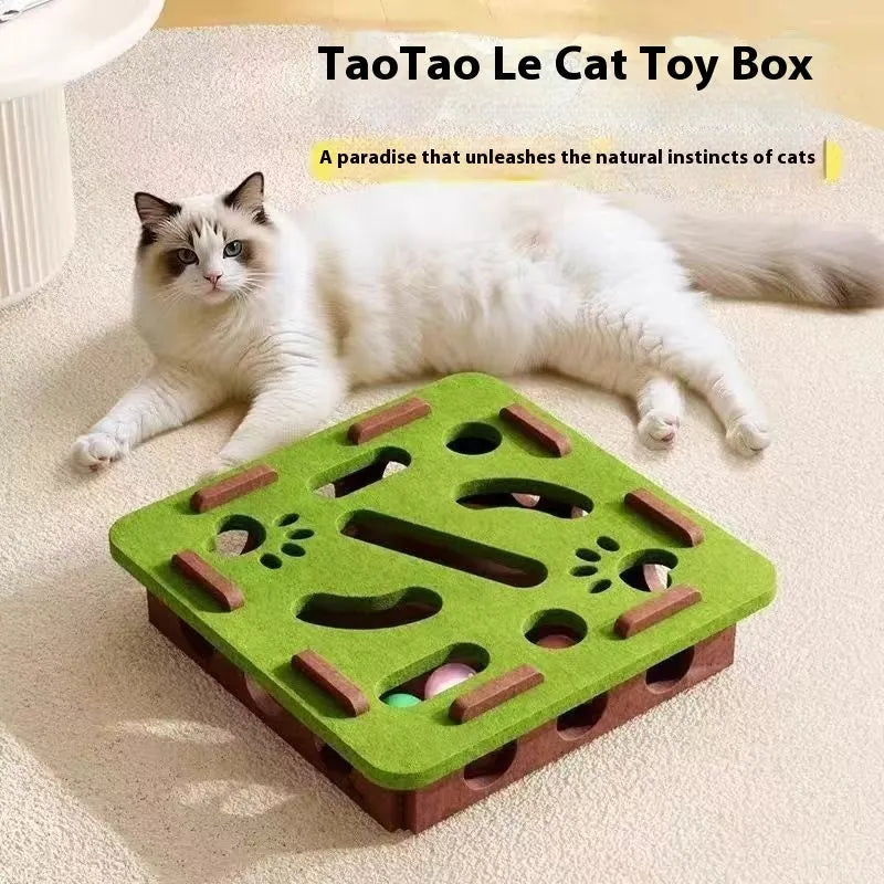 Rectangular felt cat scratching box with hole for claw maintenance in three colour options