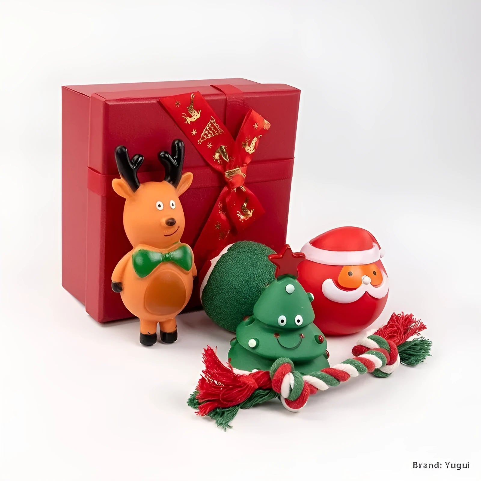 Christmas pet dog bite-resistant vinyl toy set with barbell sweet circle and bite rope