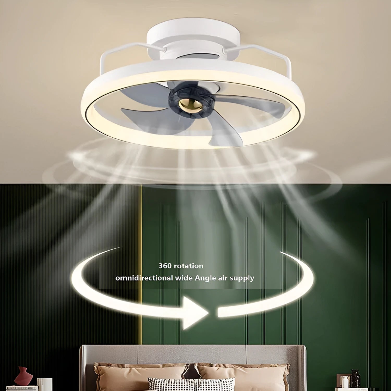 Φ500mm diameter ceiling fan lamp with integrated light fitting in modern simple style