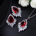 Bridal banquet jewellery set with classic chain necklace in blue, red or white colour options
