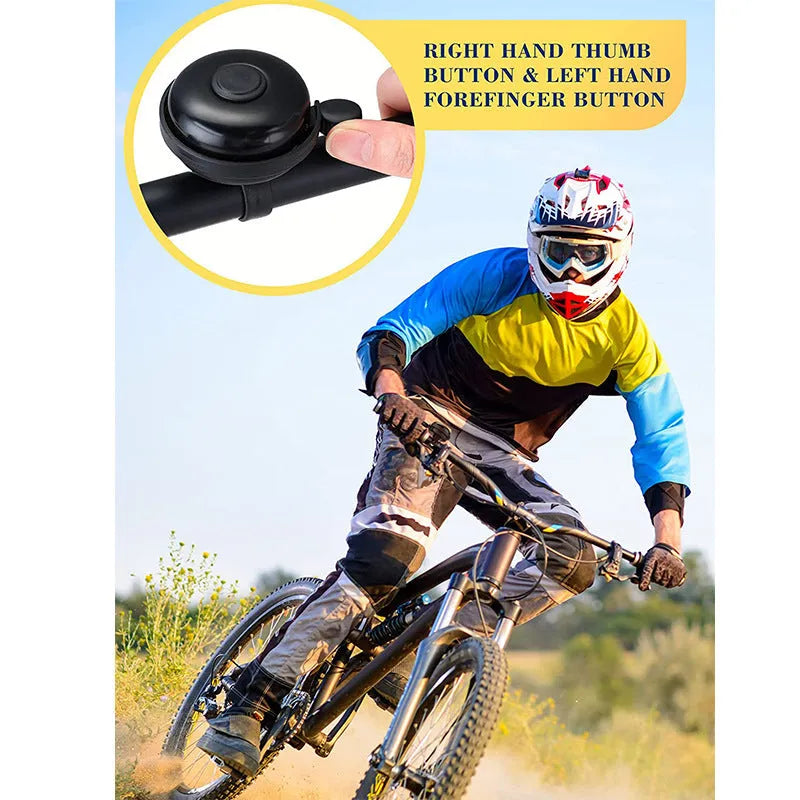 Black ABS bicycle flat bell 58mm diameter on handlebar