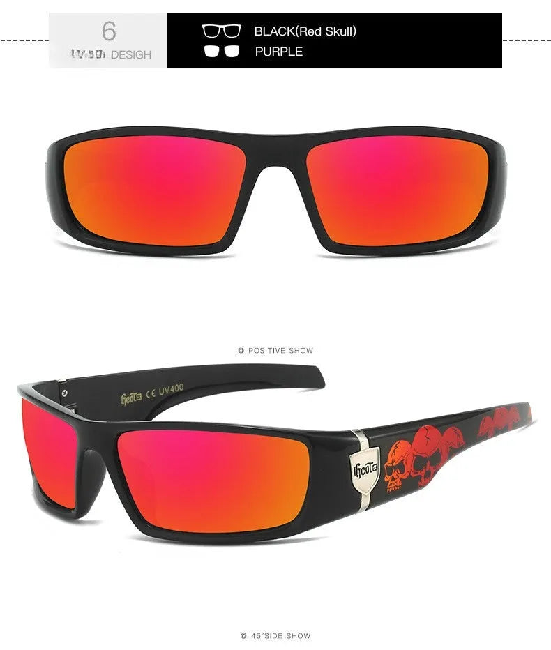 Bandit style West Coast hip hop polarized sunglasses with box frame in multiple colours