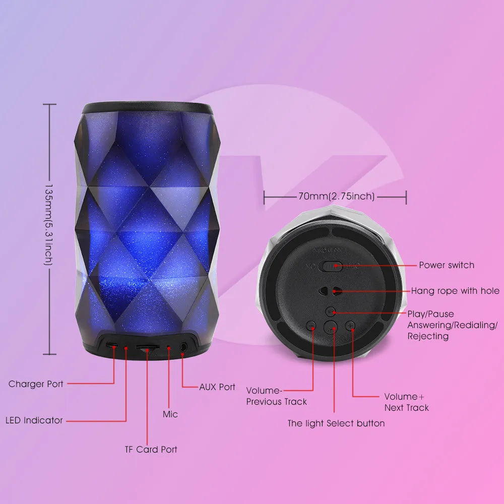 Crystal Coke can-shaped Bluetooth speaker with starry sky diamond light effect, black finish