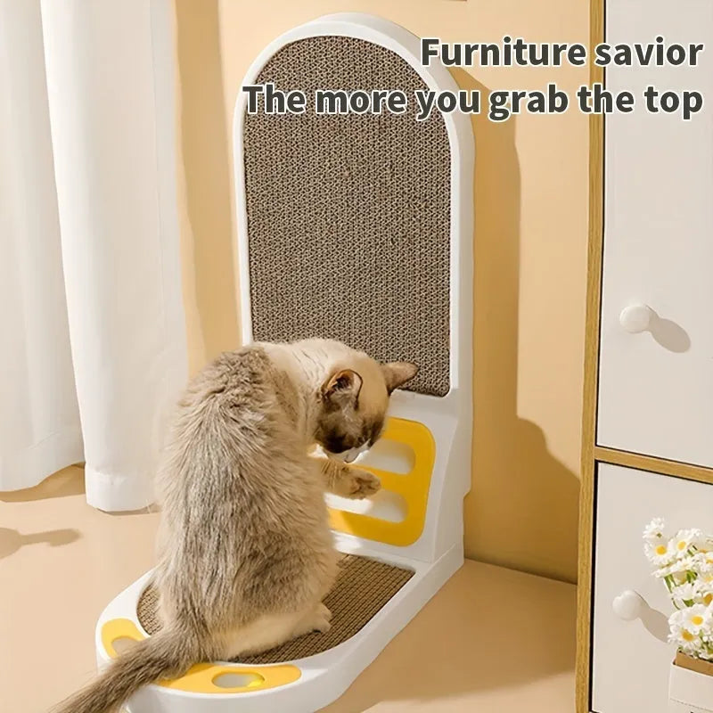 L-shape cat scratching board in grey with vertical and horizontal scratching surfaces