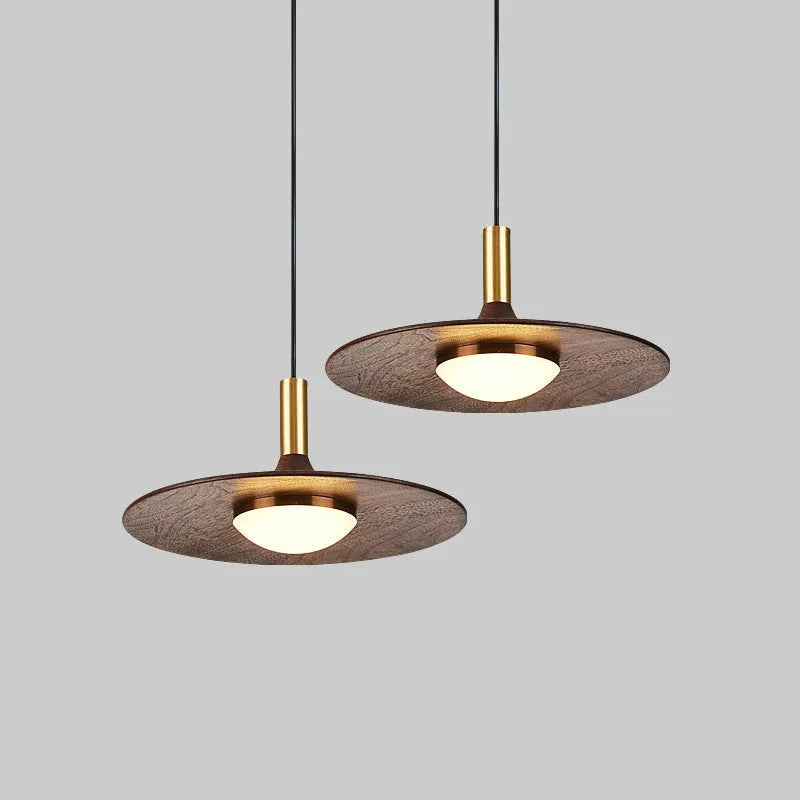 New Chinese style fish line chandelier with walnut wood lamp body and all-copper finish, 250mm or 300mm diameter