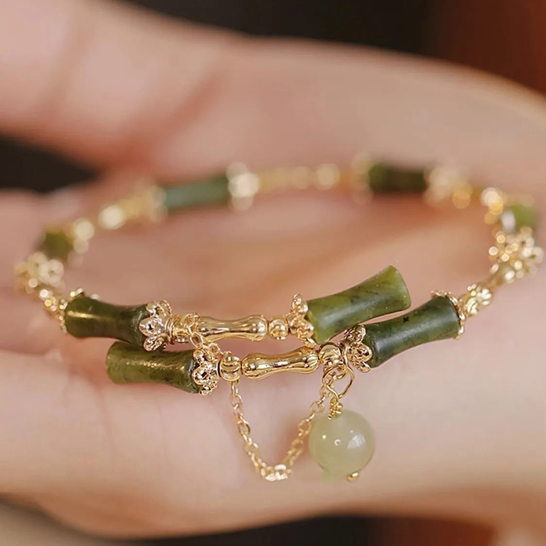 Women's bamboo joint coloured glaze bracelet with baking varnish finish in plum wine colour