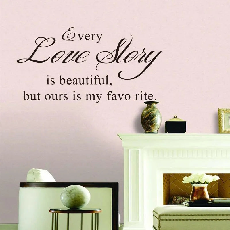 Black PVC printed wall sticker with English poetry and proverbs, 57x33cm plane decal for smooth walls