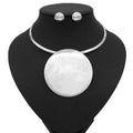 Gold alloy bead pendant necklace set on display with exaggerated design
