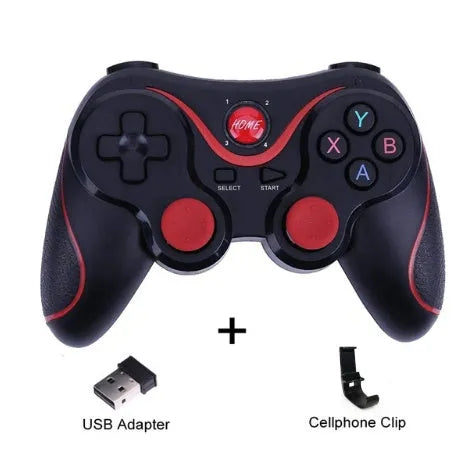 X3 Bluetooth wireless game controller for Android phones with optional mobile phone clip attachment