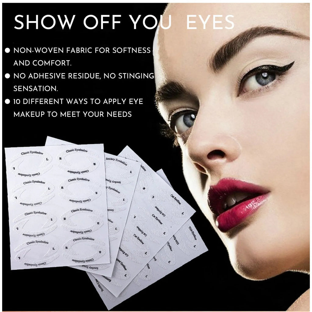 Four reusable eyeliner stencil templates for makeup application including wing and cat-eye designs