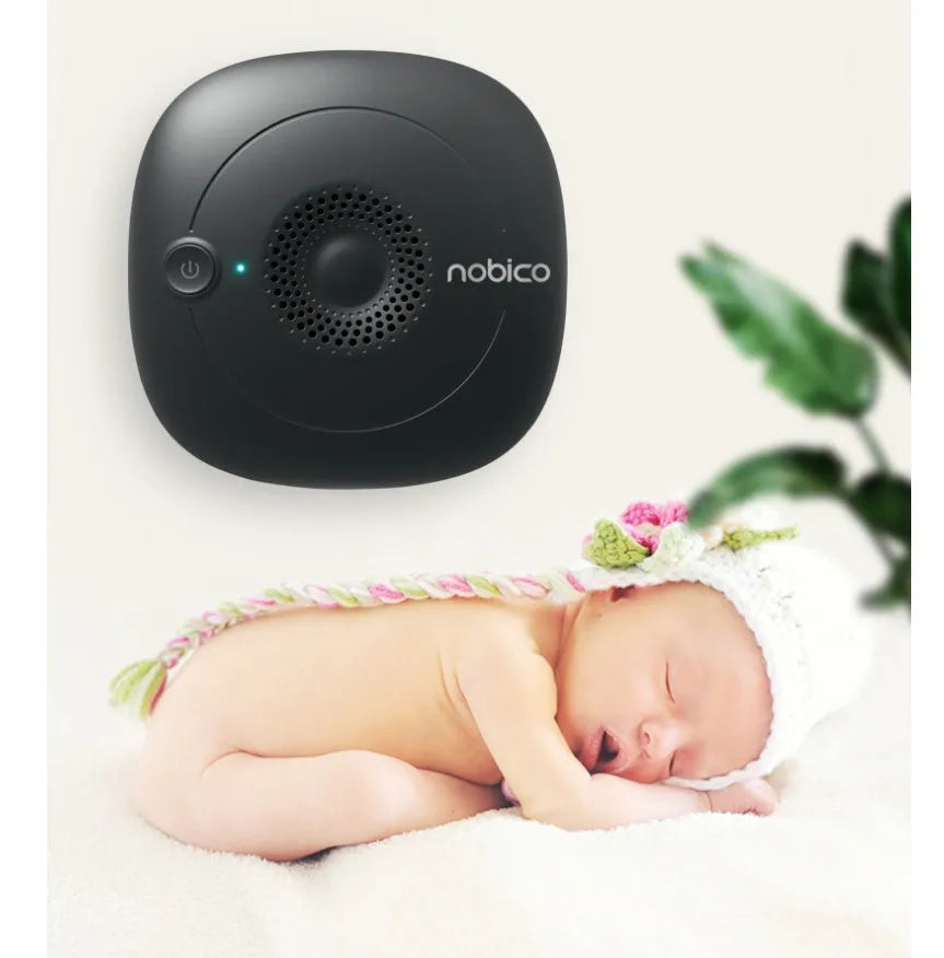 Bed vacuum cleaner with ultrasonic mite repellent, compact 120x120x45mm, on a bed surface
