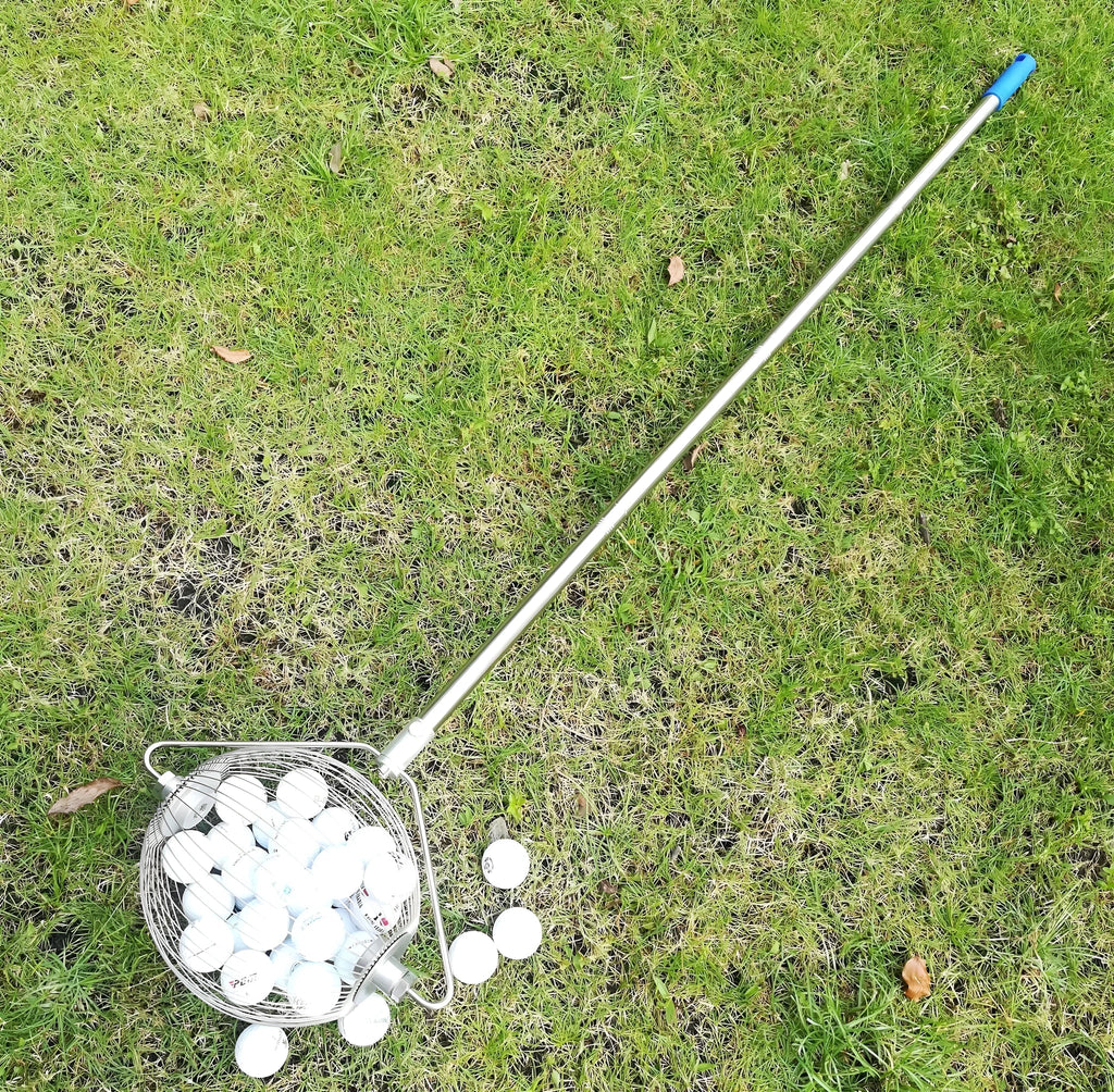 Metallic coloured stainless steel golf ball picker for retrieving balls