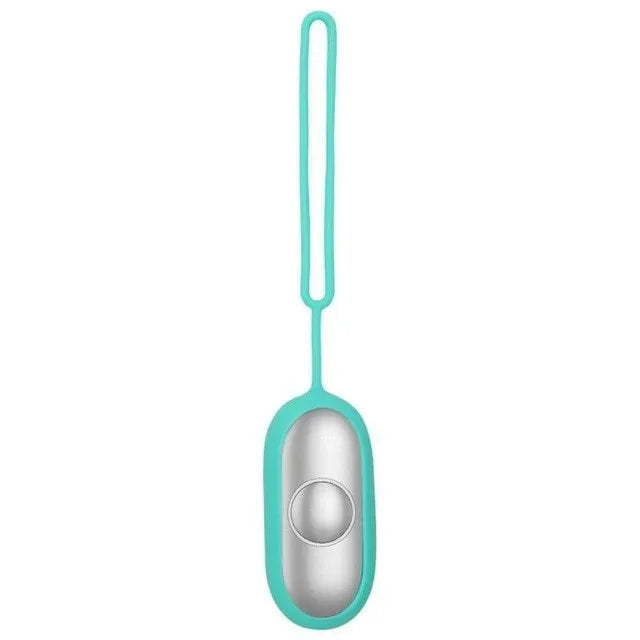 Hand-held micro-current sleep aid device with round button and stainless steel electrodes in grey colour