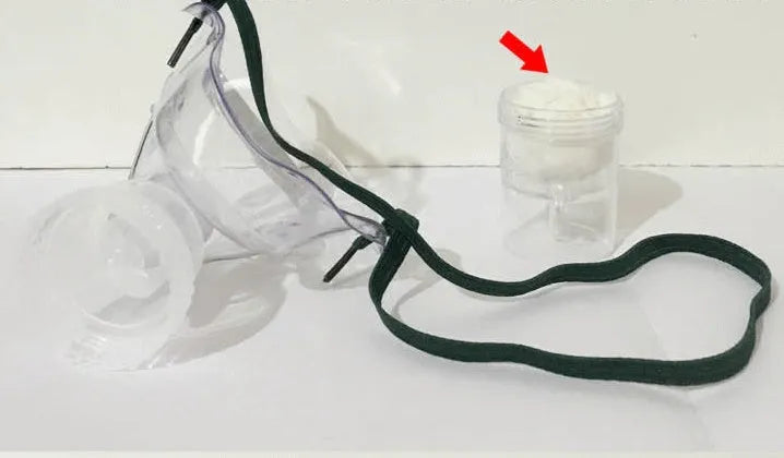 Close-up of a soft rubber strap designed to loop through face mask ear loops for ear pressure relief.
