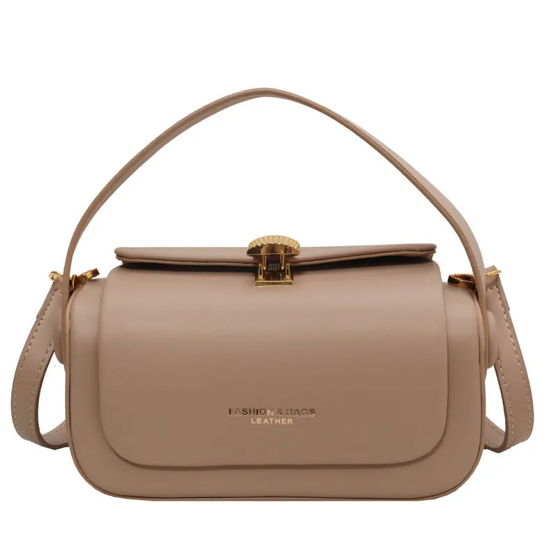 Personalised women's black PU leather messenger bag with letter monogramming and adjustable shoulder strap