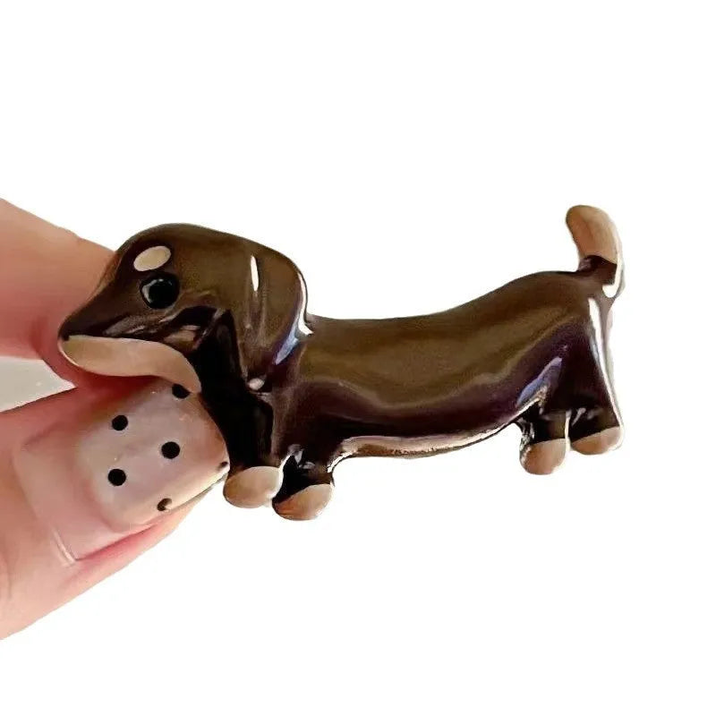 Cute loose delicate Dachshund dog hair barrettes with an electroplated finish
