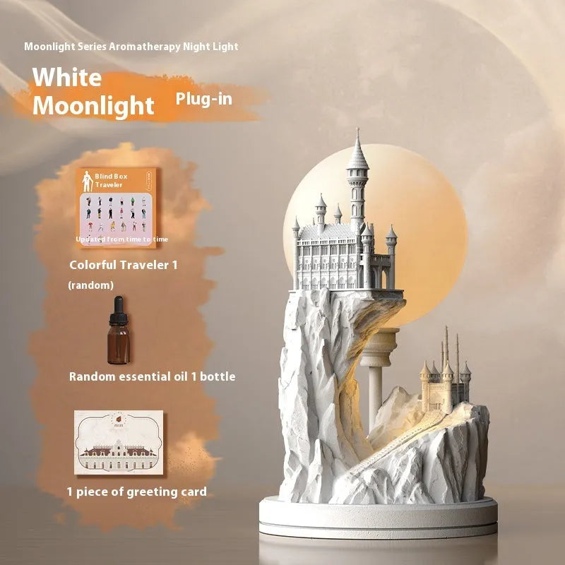 White composite gypsum table night lamp on a surface.