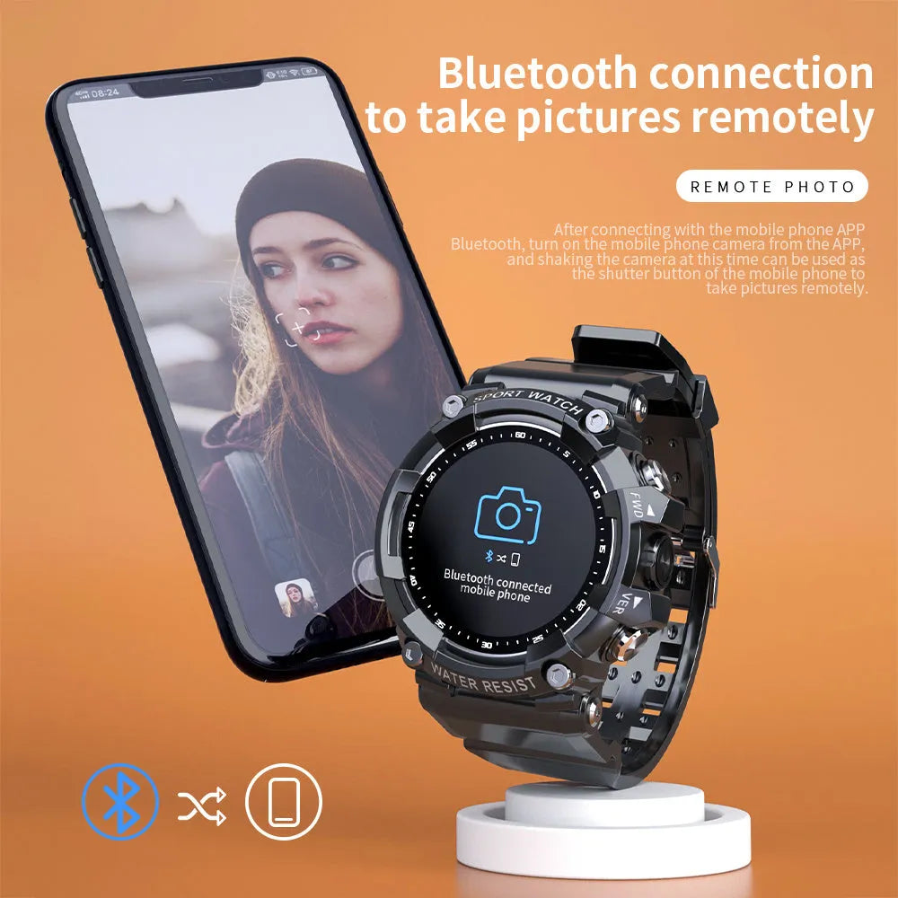 IP67 waterproof smart Bluetooth sports watch with round colour screen on a TPU strap.