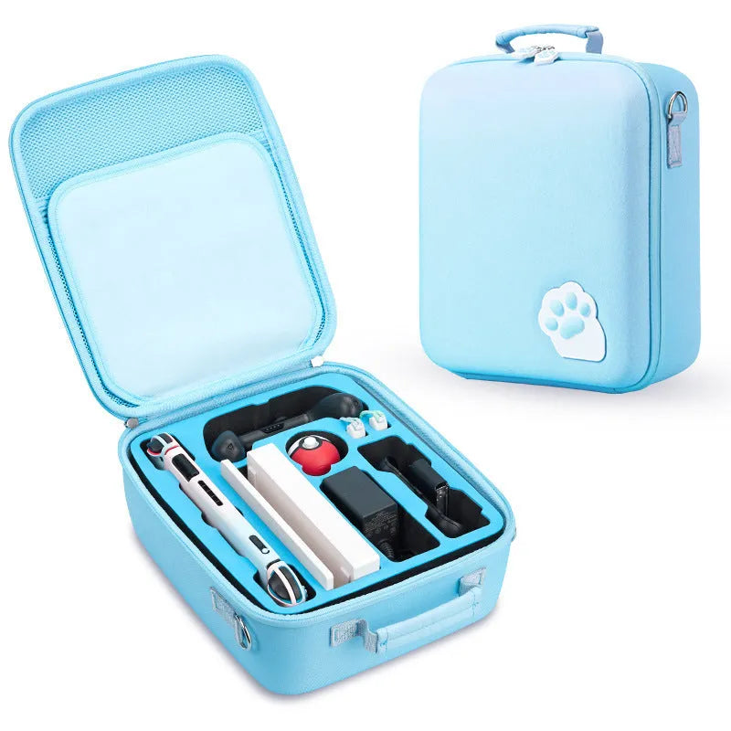 Nintendo Switch storage bag with cat claw design showing game cartridge slots and diagonal strap