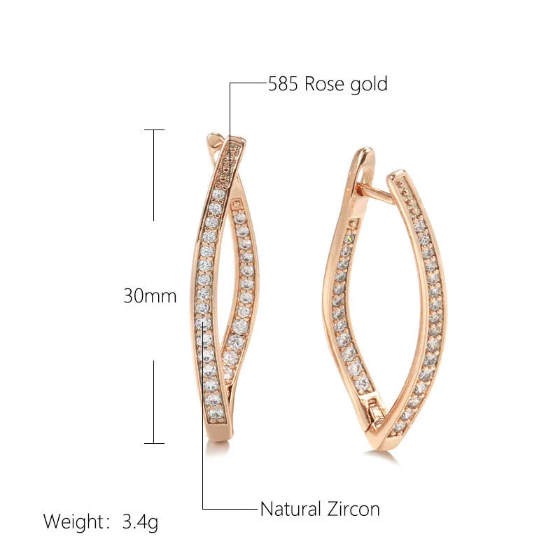 Geometric copper drop earrings with zircon accents for women, H0493 colour