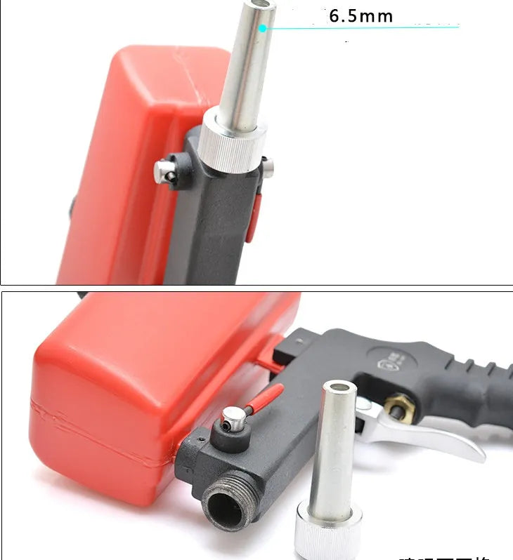 Blue portable pneumatic sandblasting gun with gravity feed pot and 6.5mm nozzle