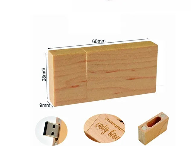 USB 3.0 wooden U disk 32GB in khaki finish with large square wooden box