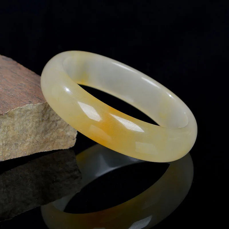 Natural light jade bracelet for women polished Chinese style half-handmade grinding finish multiple sizes