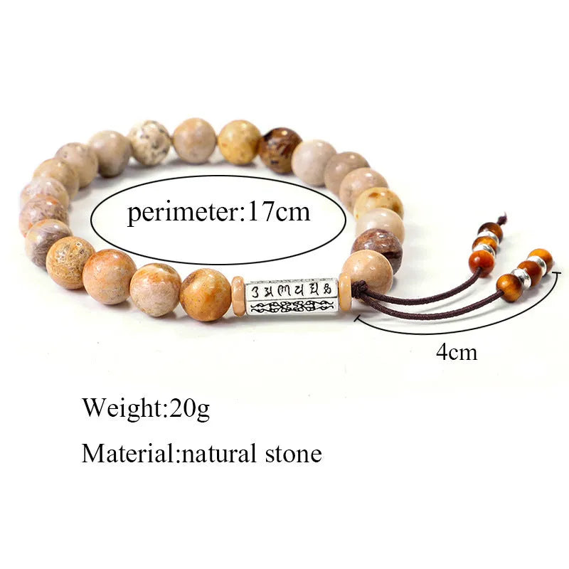 Handmade stone bead bracelet in wood colour with European retro simple style