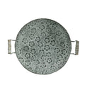 Round wrought iron metal storage tray with belt design in European style
