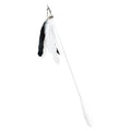 Telescopic fishing rod cat toy with goose feather lure, removable bell, extended to 80 cm on white background