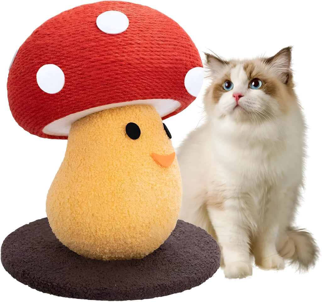 Corrugated cardboard cat scratcher board with accordion fold and mushroom shape design