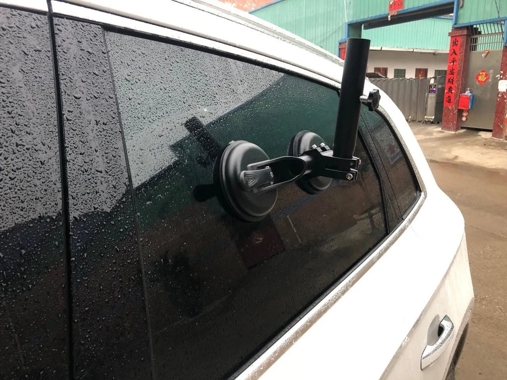 Black off-road car sucker base with round suction cup for vehicle flag mounting