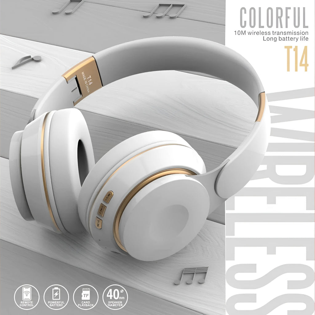 Bluetooth wireless headset in black with foldable design for mobile phone music and calls