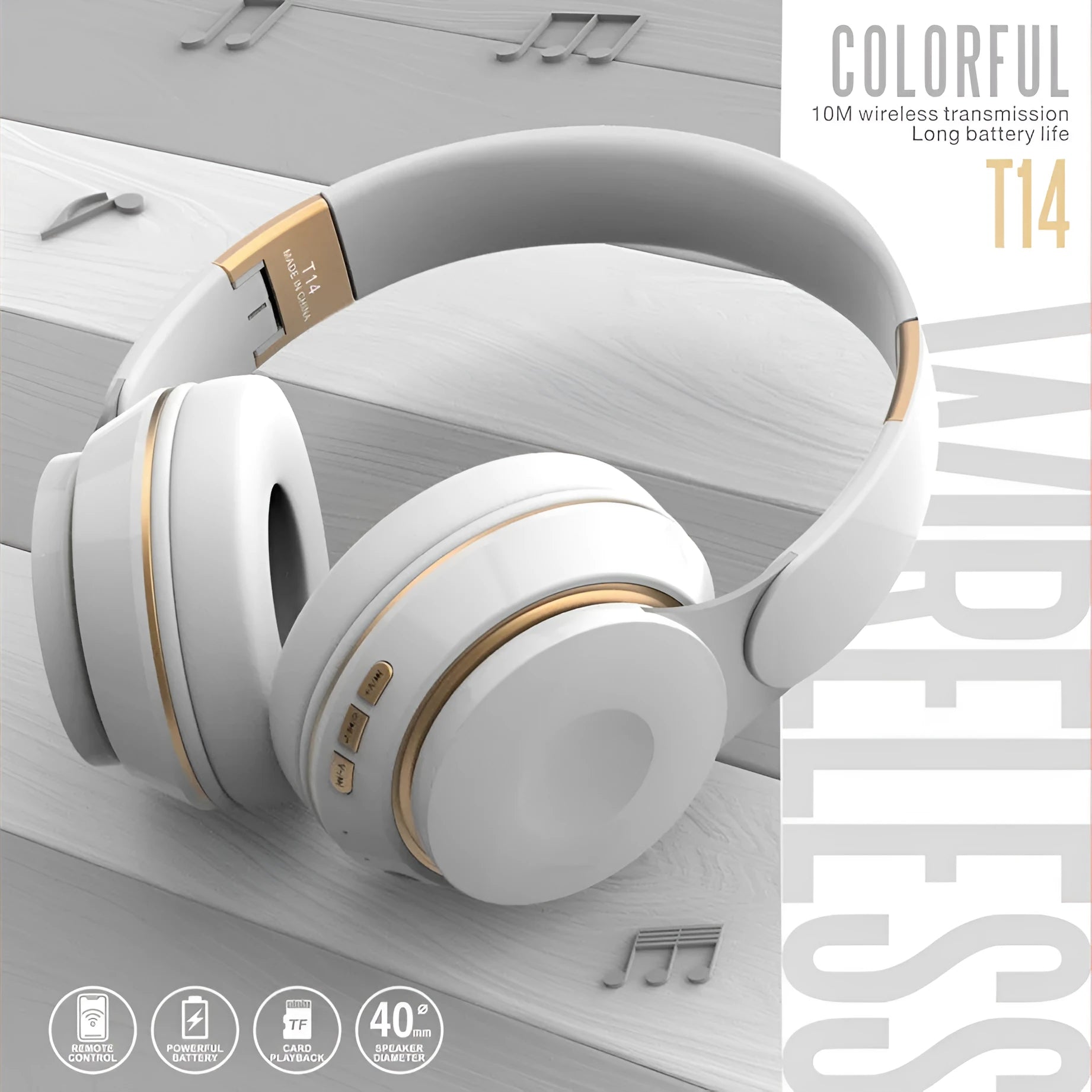 Bluetooth wireless headset in black with foldable design for mobile phone music and calls