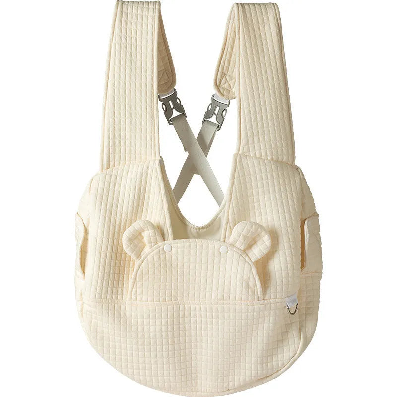 Pet diaper bag simple cross chest backpack square plaid quilted 38x41cm for dogs and cats