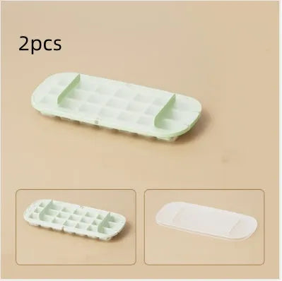 High capacity ice cube tray grid with lever mechanism, food grade PP PET TPE, includes ice shovel, blue colour
