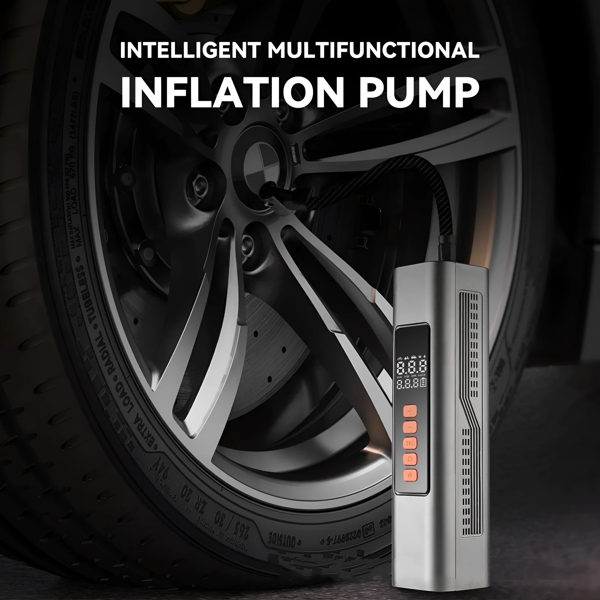 Wireless car aerator electric intelligent number tire inflation pump with Type-C charging