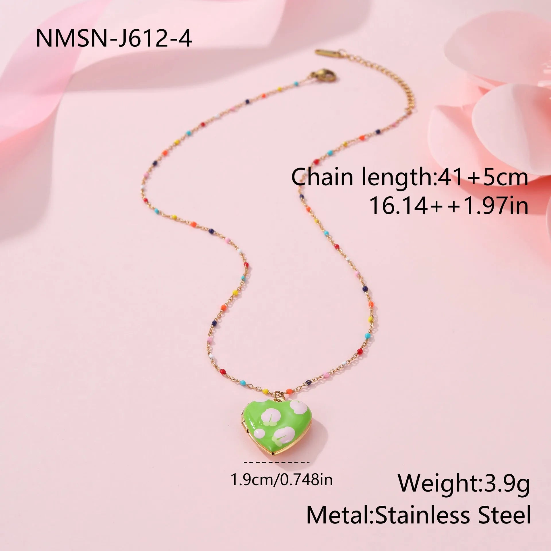Women's gold-plated stainless steel necklace with fruit heart pendant on adjustable chain