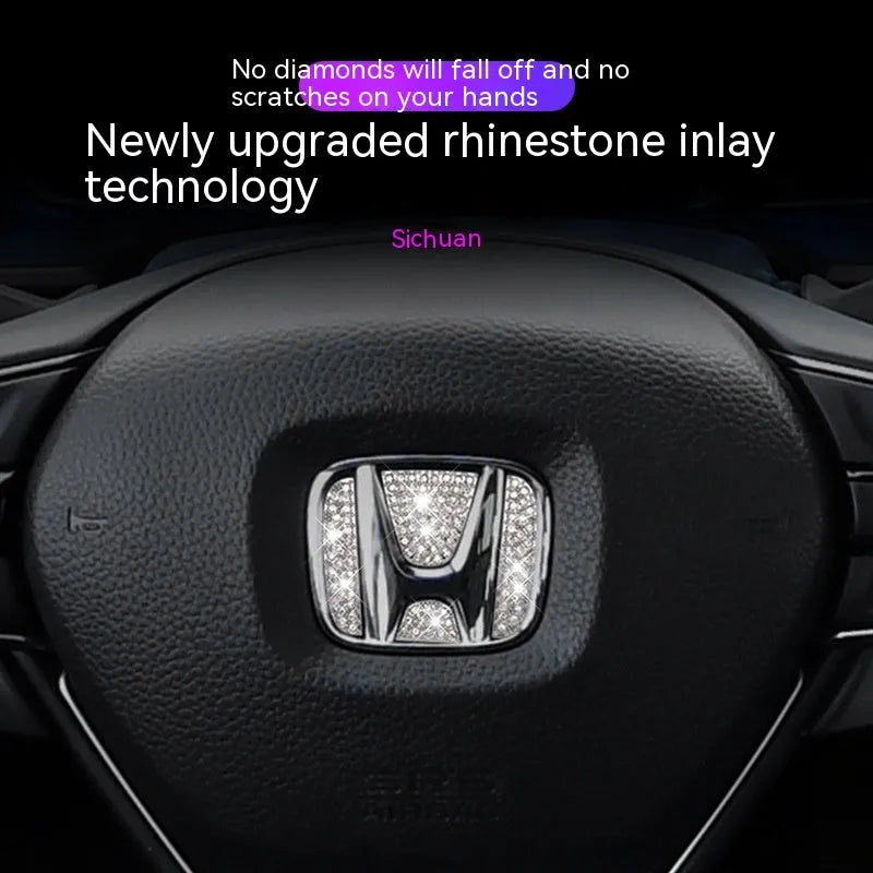 Zinc alloy diamond inlay steering wheel decorative sticker for Toyota car interior