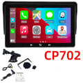 7-inch wireless CarPlay display with universal suction cup mount and cigarette lighter power adapter