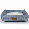 Square cloth dog bed in four colours and sizes, including gray, brown, gray plaid, brown plaid, from 50x40 cm to 80x60 cm