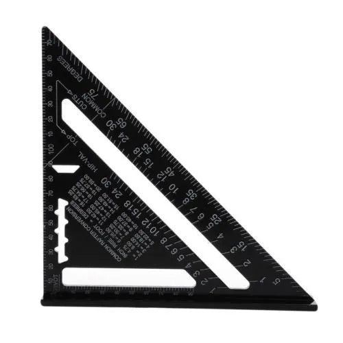 Black oxidation aluminium triangle ruler square with 90 and 45 degree edges, 12 inch model