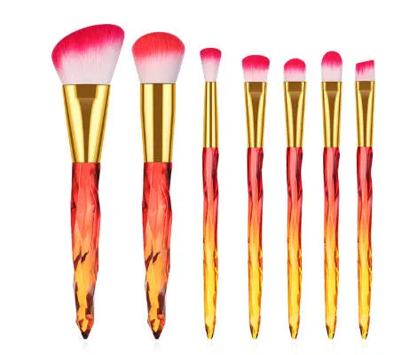10 crystal-handled foundation brushes with artificial fibre bristles in four colour variations