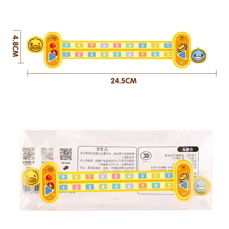 Yellow plastic children's digital decomposition ruler measuring 24.5cm for maths education