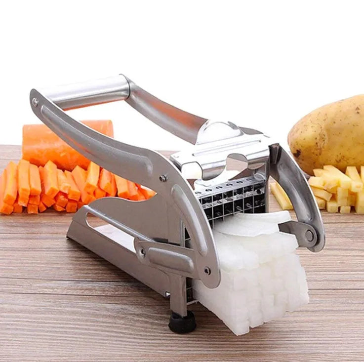 2-blade potato cutter chopper with stainless steel blades and non-slip rubber foot for french fries