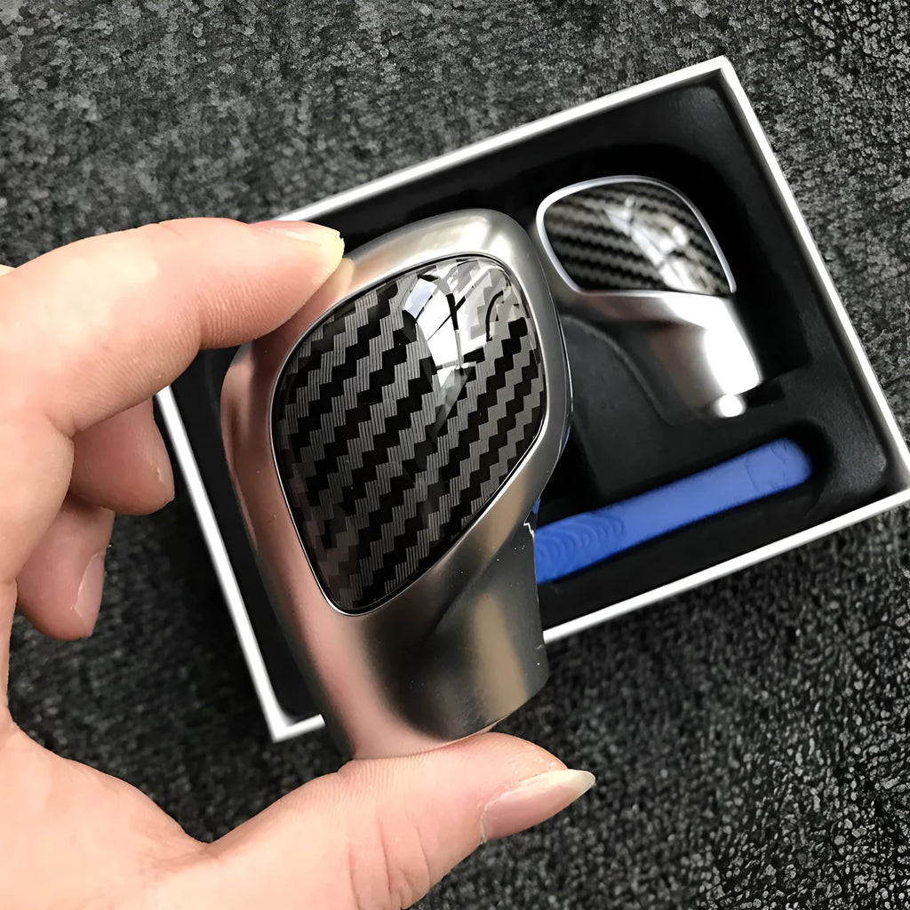 Chrome matt carbon fibre DSG gear side cover with leather knob for Audi S3 8P, five style options