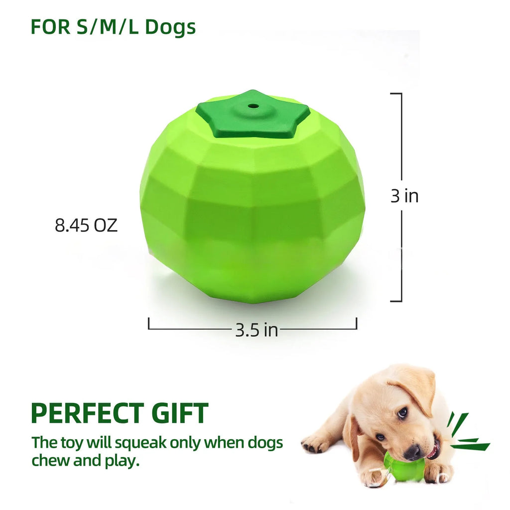 Green natural rubber squeaky dog chew toy for large breed dogs.