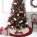 Round imitated linen Christmas tree skirt in shown colour, 120cm diameter, with stitched edge
