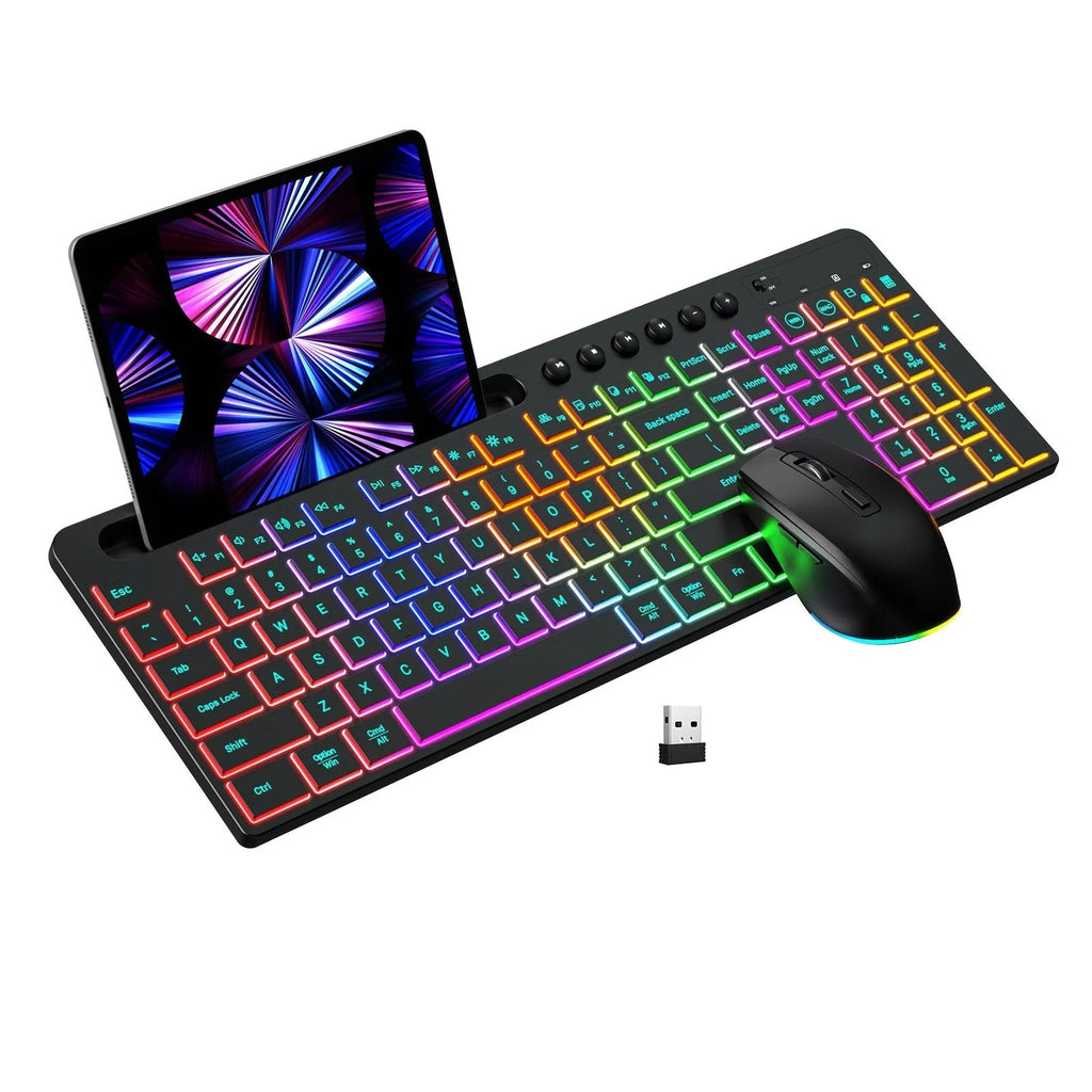 Wireless keyboard and mouse one-piece set with card slot, luminous design, waterproof, 2.4g dry battery