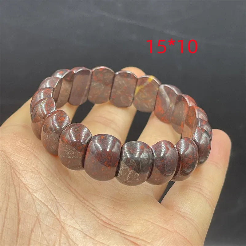 Bloodstone meteorite bracelet for men and women in natural quartz rock jade, modern simplicity style